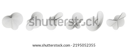 Abstract topography circles. Organic texture shapes. Vector outline illustrations set. Photo stock © 