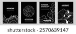 Abstract Topography line poster vector set. Mountain terrain map background with abstract shape line texture. Design illustration for wall art, fabric, packaging, web, banner, wallpaper, card.
