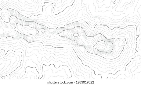 abstract topography map with contour dash line in black and white color