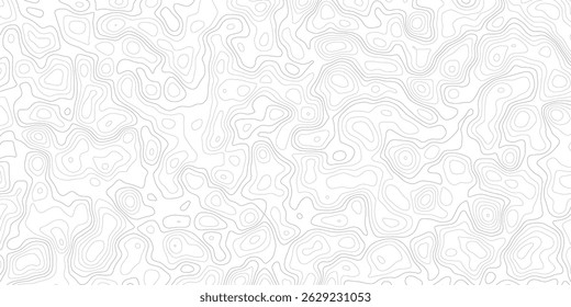 Projeto moderno da linha de contorno do mapa topográfico abstrato com fundo branco com design de padrão ondulado topográfico. 