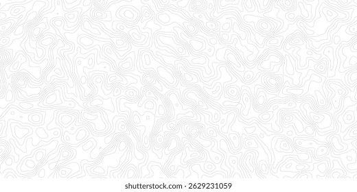 Projeto moderno da linha de contorno do mapa topográfico abstrato com fundo branco com design de padrão ondulado topográfico. 