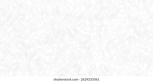 Projeto moderno da linha de contorno do mapa topográfico abstrato com fundo branco com design de padrão ondulado topográfico. 