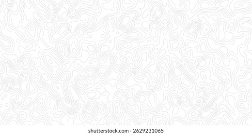 Projeto moderno da linha de contorno do mapa topográfico abstrato com fundo branco com design de padrão ondulado topográfico. 
