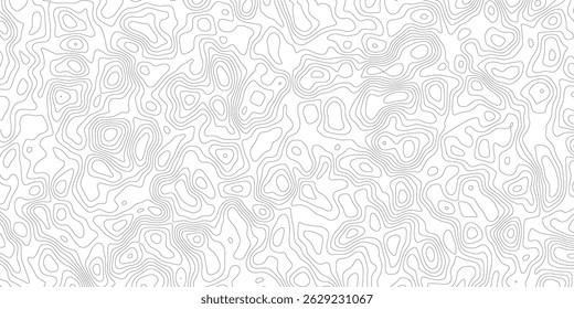 Projeto moderno da linha de contorno do mapa topográfico abstrato com fundo branco com design de padrão ondulado topográfico. 