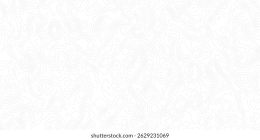 Projeto moderno da linha de contorno do mapa topográfico abstrato com fundo branco com design de padrão ondulado topográfico. 