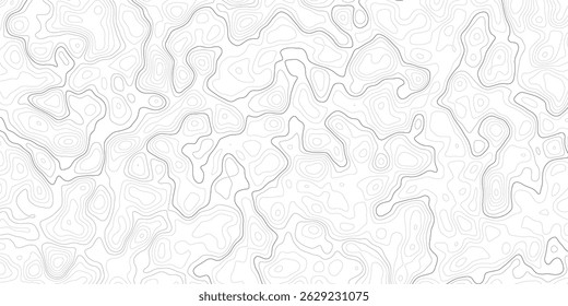 Projeto moderno da linha de contorno do mapa topográfico abstrato com fundo branco com design de padrão ondulado topográfico. 