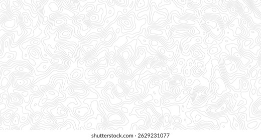 Projeto moderno da linha de contorno do mapa topográfico abstrato com fundo branco com design de padrão ondulado topográfico. 