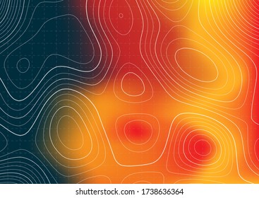 Abstract topography map design with a heat map overlay