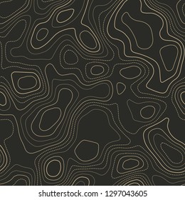 Abstract topography, seamless design, dramatic tileable isolines pattern, vector illustration.