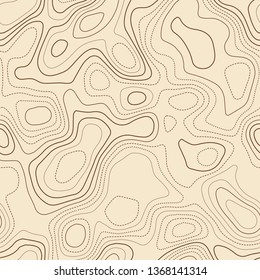 Abstract topography, seamless design, dramatic tileable isolines pattern, vector illustration.