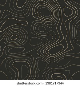 Abstract topography, seamless design, fine tileable isolines pattern, vector illustration.