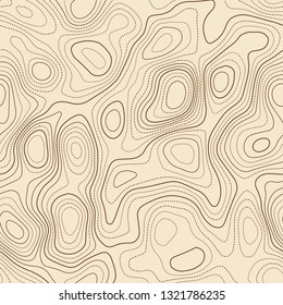 Abstract topography, seamless design, good-looking tileable isolines pattern, vector illustration.