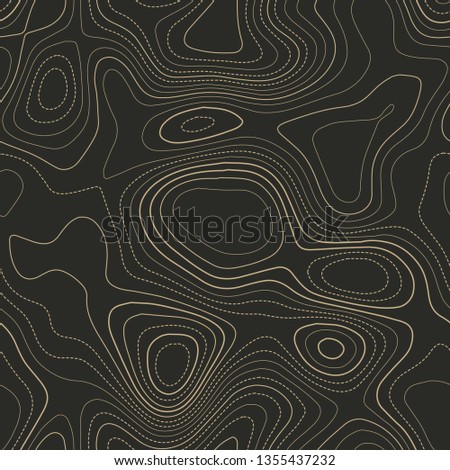 Abstract topography, seamless design, terrific tileable isolines pattern, vector illustration.