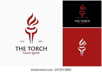 Abstract Torch Fire Ignite Lit Flame Blaze Burn Flaming Flammable Vector Logo Design Illustration