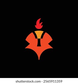 Abstract torch and fox logo design with modern, simple, and adaptable style. Editable file