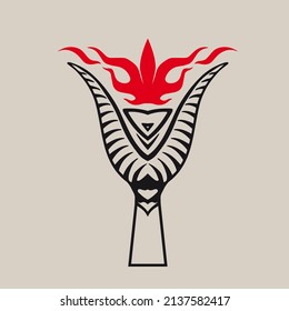 Abstract torch icon in two colors. Vector illustration