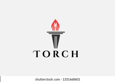 Abstract torch logo. Minimalistic Creative red fire flame logo design. Simple symbol