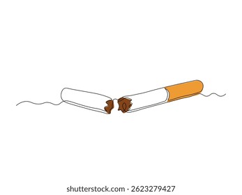 Abstrato rasgado, cigarro quebrado, arte contínua linha única mão desenho esboço logotipo