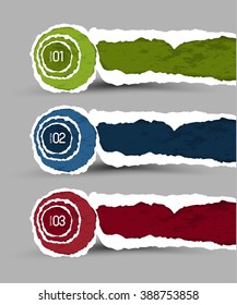 abstract torn paper banners, design element