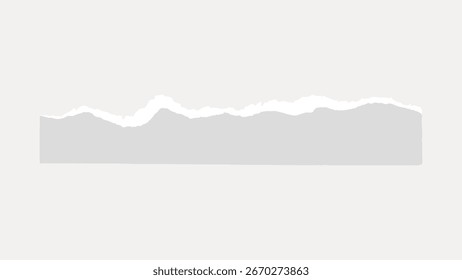 Abstract torn paper edge on a white background. Torn paper texture creates a dynamic visual. Ideal for design projects needing a torn paper effect. Design element vector.