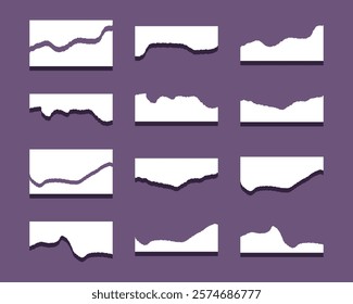 Abstract torn paper vector, Pieces of torn set, Piece of paper vector illustration