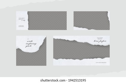 Abstract Torn Ripe Paper Long Vector Banner Template. Minimal Background With Copy Space For Text. Vector Facebook Social Media Cover.