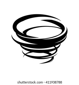 Abstract Tornado Icon. Vector Typhoon Symbol. Storm Black And White Isolated Illustration. Weather Sign.