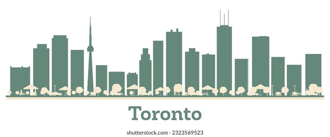 Abstract Toronto Canada City Skyline With Color Buildings. Cityscape with Landmarks. Vector Illustration.