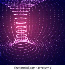 Abstract torus or a tunnel, the black hole, the curvature of space. Fantastic futuristic object of luminous dots and glare. Background for your design.