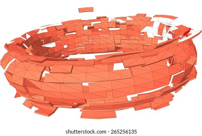 Abstract  torus, which begins to crumble to pieces. Vector illustration