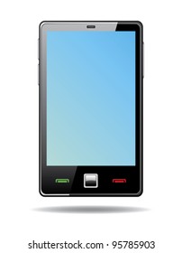 Abstract  touchscreen smart phone with blue screen isolated on white background
