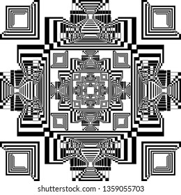 Abstract Tower Escape Plan Virtual Space Multiple Perspective black on transparent background graphic design