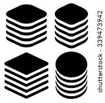 Abstract tower, stack shapes. HDD, server symbols.