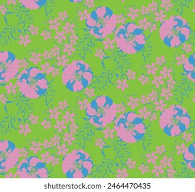 Abstractas patrón inconsútil floral tóxico, flores y plantas sobre fondo verde