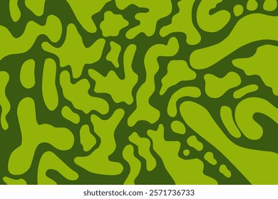 Abstract toxic waste splash pattern. Minimalist Boho style. Algae and seaweed wavy blob. Background with green combination of alga. Green cell life.
