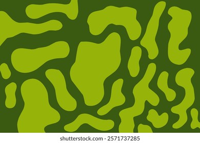 Abstract toxic waste splash pattern. Minimalist Boho style. Algae and seaweed wavy blob. Background with green combination of alga. Green cell life. Camouflage pattern wallpaper
