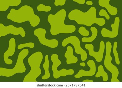 Abstract toxic waste splash pattern. Minimalist Boho style. Algae and seaweed wavy blob. Background with green combination of alga. Green cell life. Camouflage pattern wallpaper
