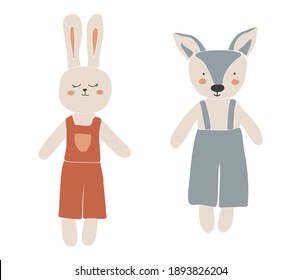 Abstract toys isolated vector, boho kids toys, love poster, family vector