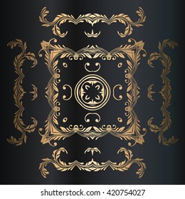 abstract tracery vintage pattern on a dark background 