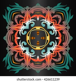 abstract tracery vintage pattern on a dark background