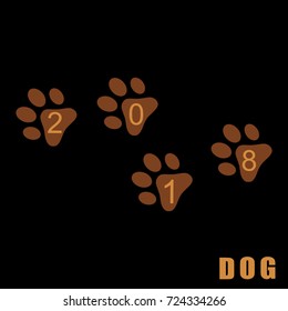 Abstract traces of a dog. Vector illustration.