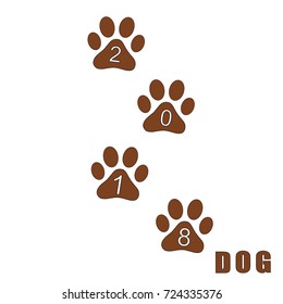 Abstract traces of a dog. Vector illustration.