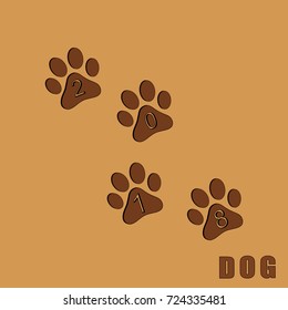 Abstract traces of a dog. Vector illustration.