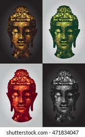 abstract tradition head buddha polygon set