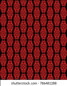 Abstract traditional asian pattern for background, fabric and textile, in vector. Black and red color