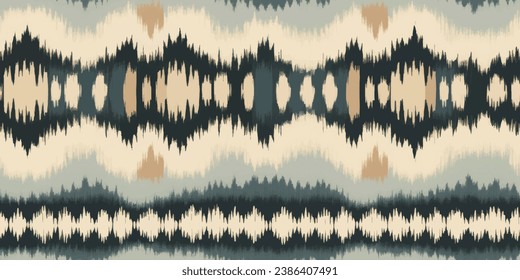 Abstract traditional folk antique graphic fabric line.Tribal embroidery stitch ikat repeat pattern. Ethnic Ikat tropical seamless pattern pastel tone. 