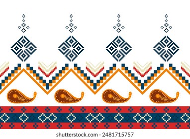 abstract Traditional geometric ethnic fabric pattern ornate elements with ethnic patterns design for textiles, rugs, clothing, sarong, scarf, batik, wrap, embroidery, print, curtain, carpet