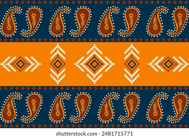 abstract Traditional geometric ethnic fabric pattern ornate elements with ethnic patterns design for textiles, rugs, clothing, sarong, scarf, batik, wrap, embroidery, print, curtain, carpet