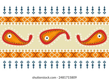 abstract Traditional geometric ethnic fabric pattern ornate elements with ethnic patterns design for textiles, rugs, clothing, sarong, scarf, batik, wrap, embroidery, print, curtain, carpet