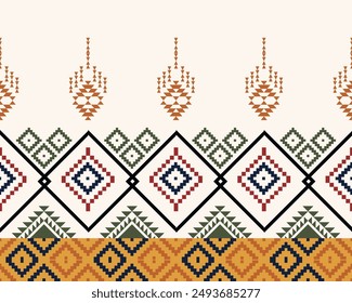 abstract Traditional geometric ethnic fabric pattern ornate elements with ethnic patterns design for textiles, rugs, clothing, sarong, scarf, batik, wrap, embroidery, print, curtain, carpe